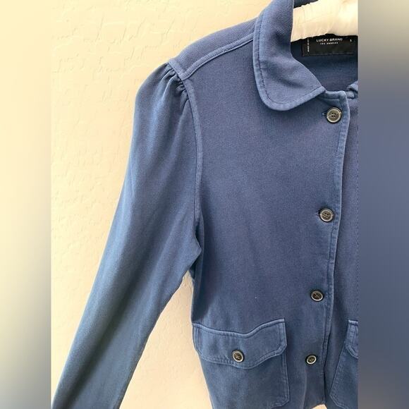 LUCKY BRAND | Navy Blue Cotton Jersey Knit Utility Jacket | Size Small - Picture 3 of 7